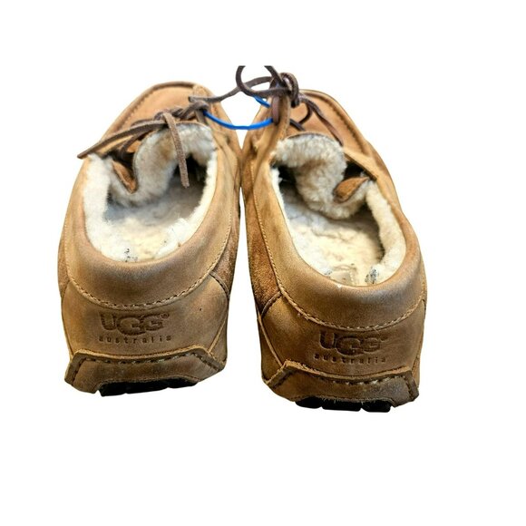 UGG Byron Tan Suede Leather Slippers Loafers  5102 Men’s 11 Leather Sheepskin - Picture 7 of 7